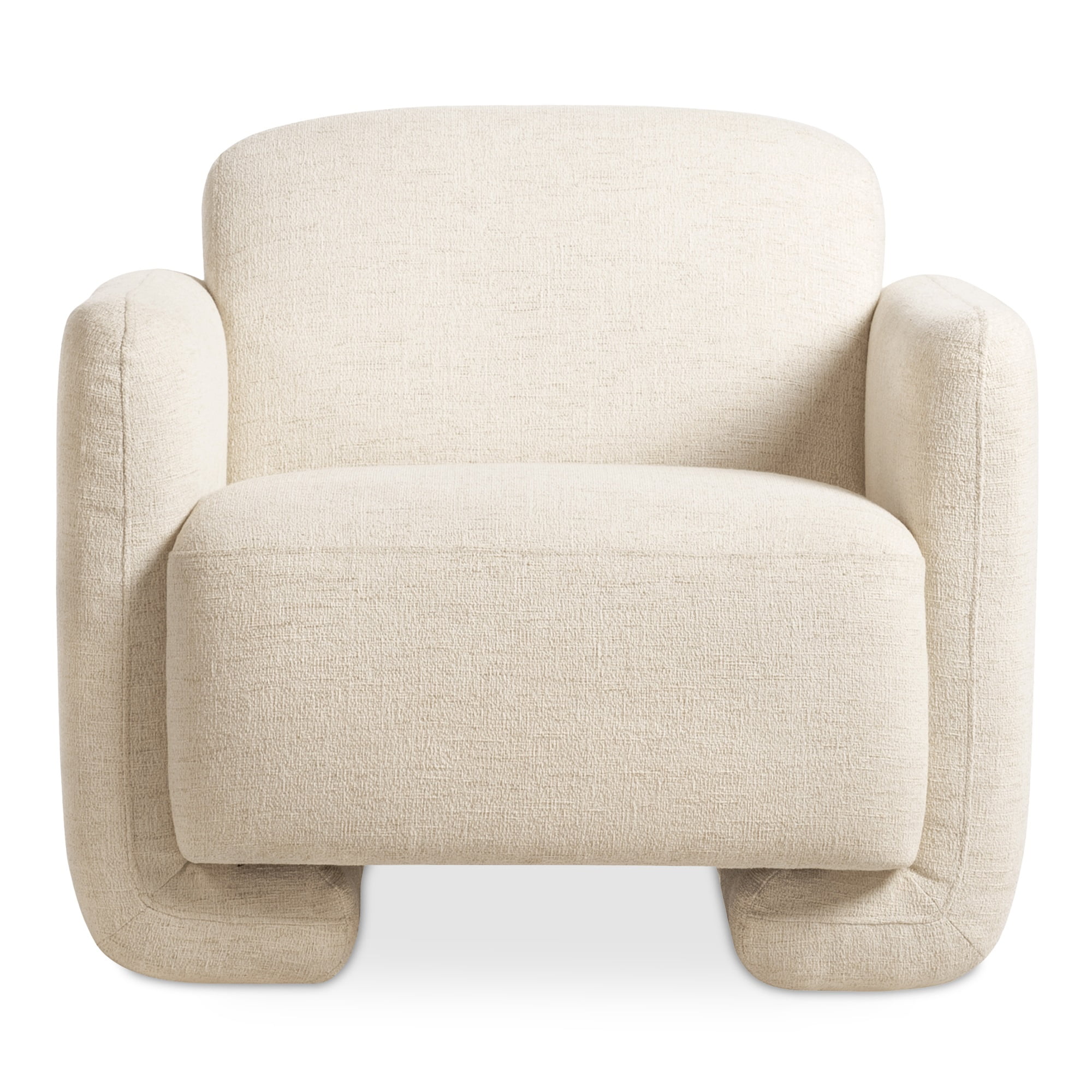 White Polyester Upholstered Barrel Accent Chair with Solid Wood Frame