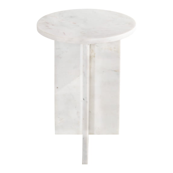 Moe's Home Collection Grace 14" Round Solid Marble Accent Table in White