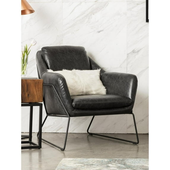 GREER CLUB CHAIR ONYX BLACK LEATHER
