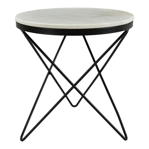 Moe's Home Collection Haley Contemporary Marble Side Table in White/Black