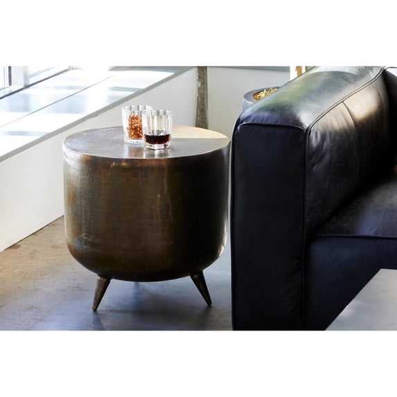 Moe's Home Collection Kettel 19" Round Aluminum Accent Table in Gold