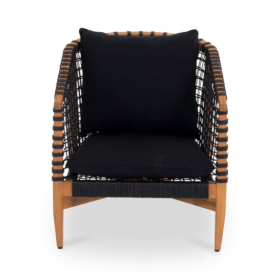 Moe's Home Collection Kuna Outdoor Lounge Chair Black Wood Chairs
