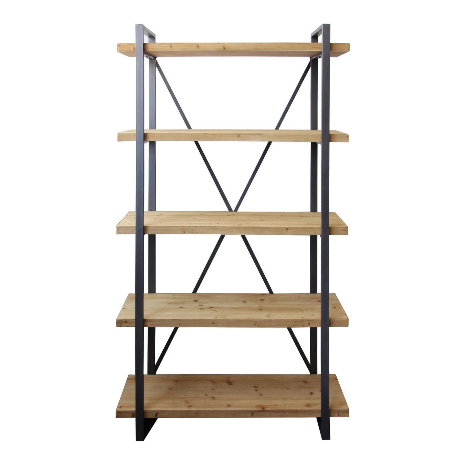 Margaret 78'' Black/Brown Industrial Metal & Wood Etagere Bookcase