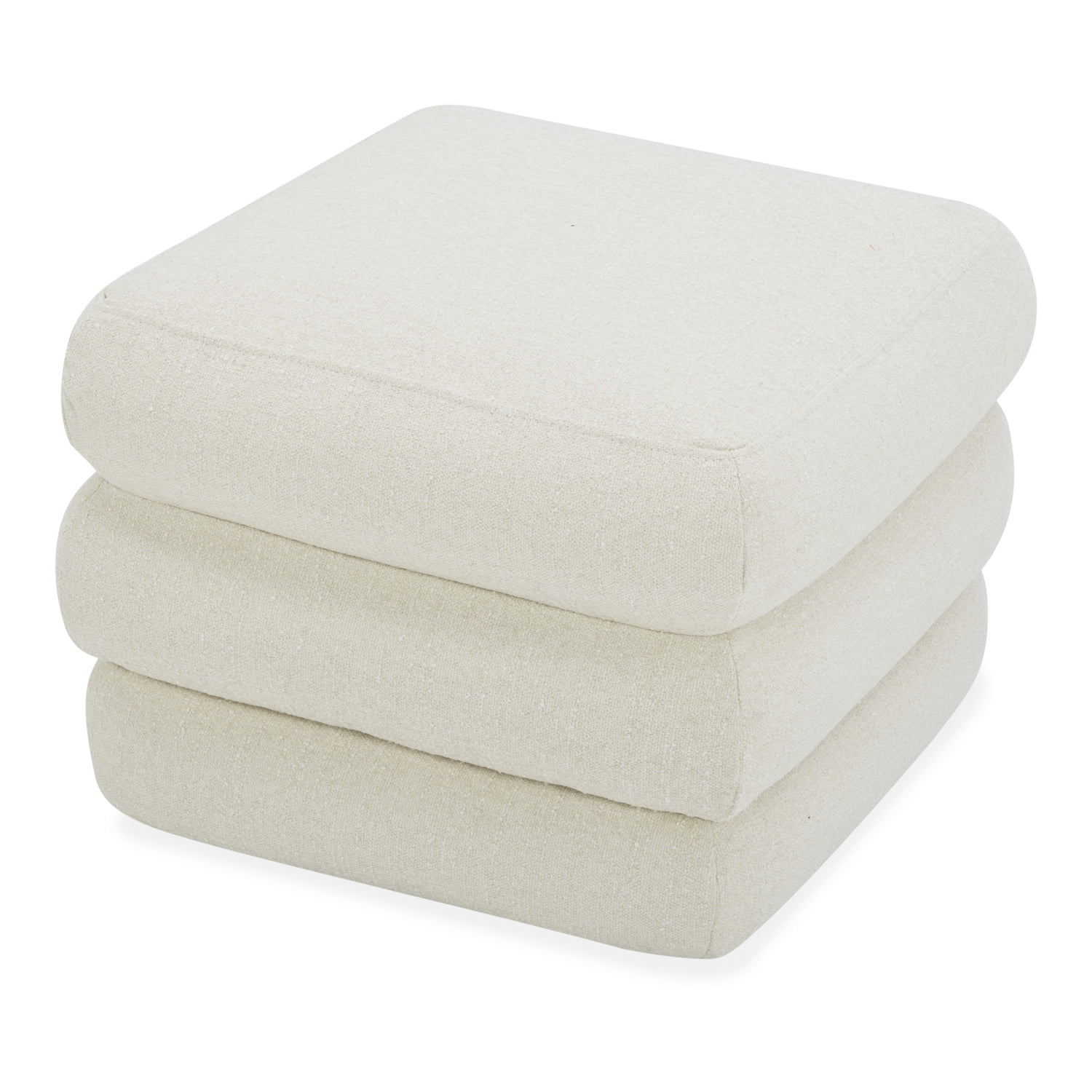 Donia Warm White Solid Wood Upholstered Accent Stool