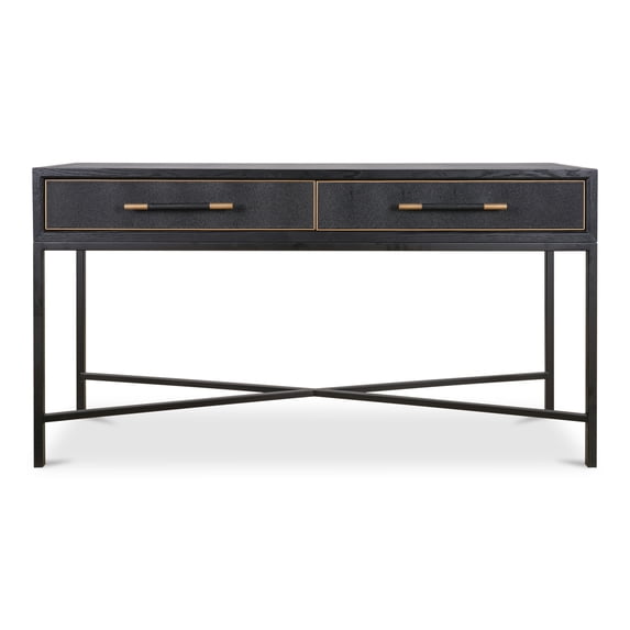 Moe's Home Collection Mako Console Table Faux Leather Black