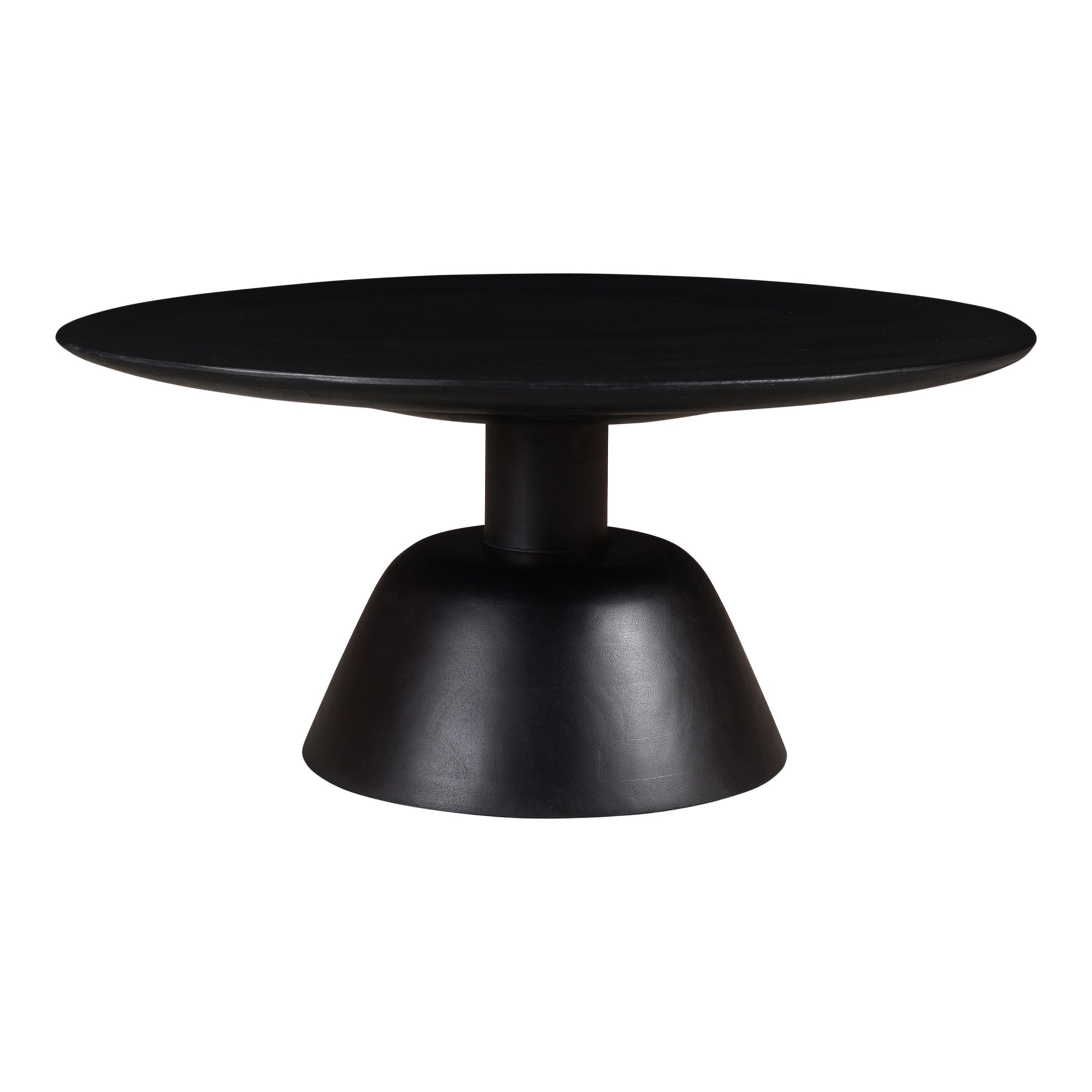 Charcoal Black Mango Wood Round Coffee Table - 55 lb Capacity
