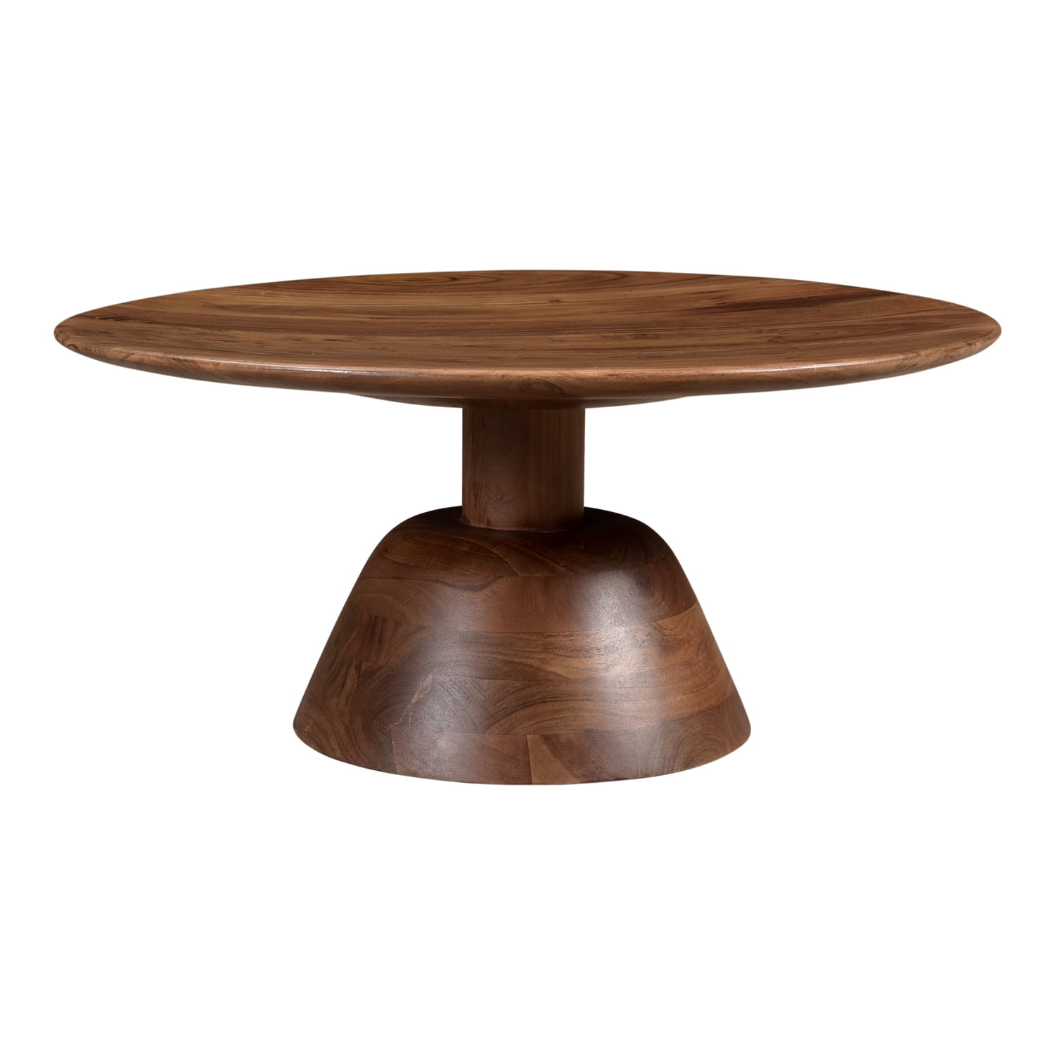 Dalton 55 lb Capacity Round Walnut Acacia Wood Coffee Table
