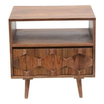 Moe's Home Collection O2 1 Drawer Modern Wood Nightstand in Natural