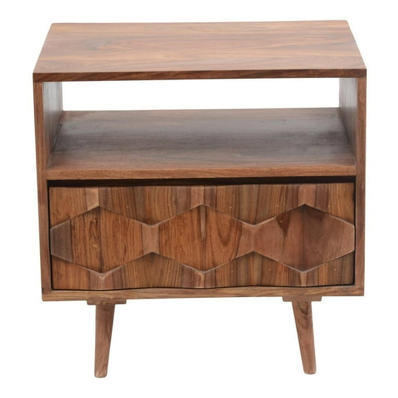 Moe's Home Collection O2 1 Drawer Modern Wood Nightstand in Natural