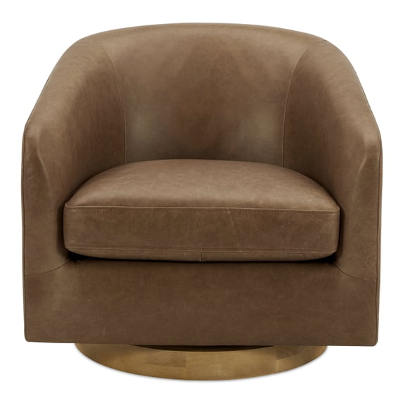 Moe's Home Collection Oscy Leather Swivel Chair Tan Leather Chairs