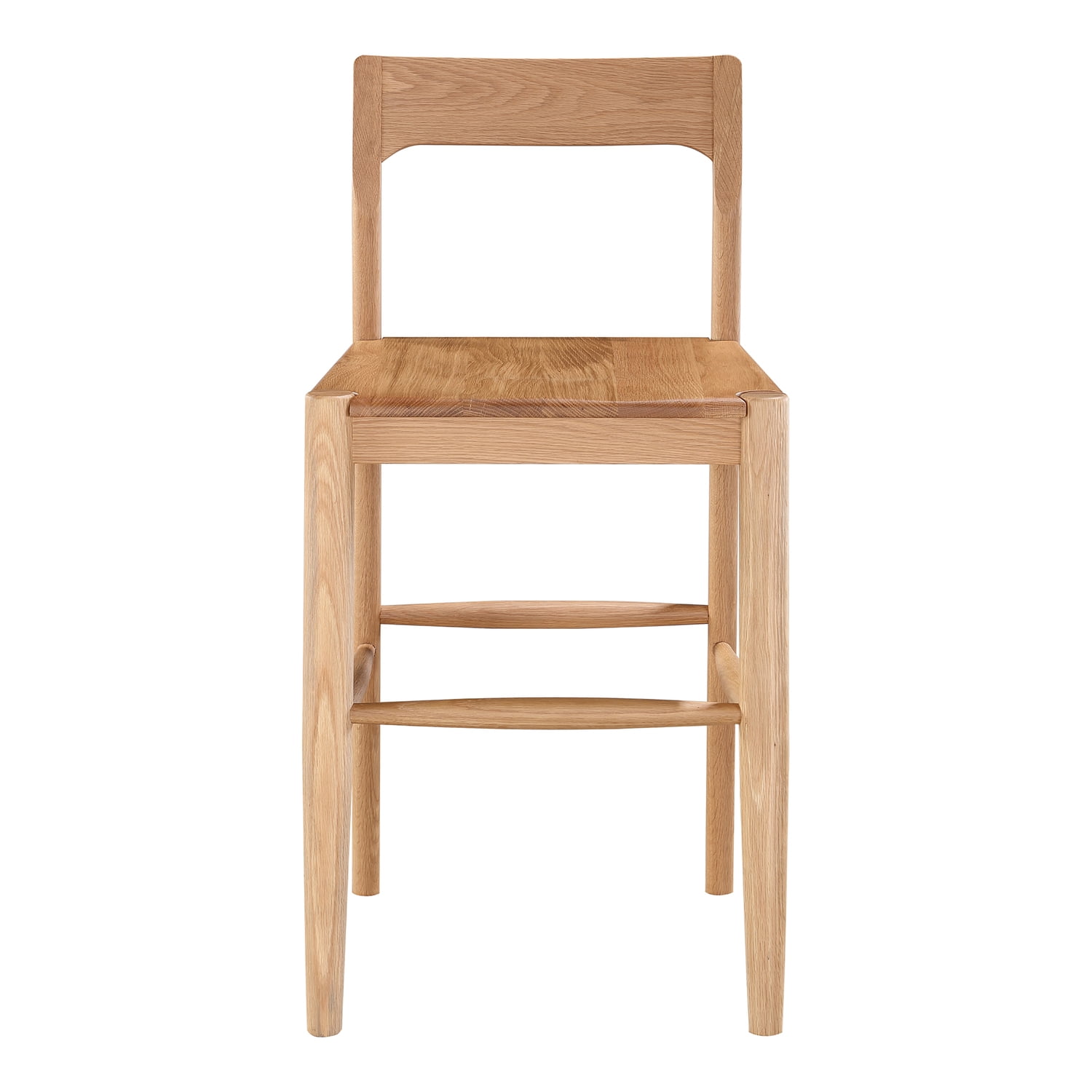 Natural Oak Adjustable Mid-Century Modern Counter Stool