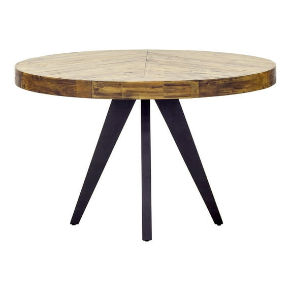 Moe's Home Collection Parq Round Wood Dining Table with Metal Legs in Brown