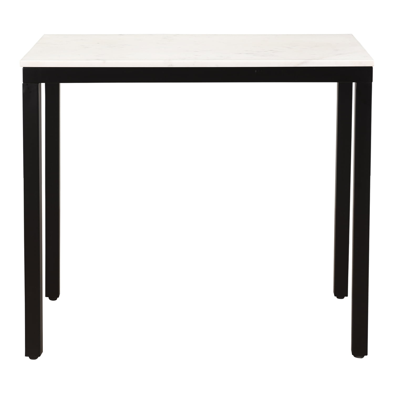 White Marble and Black Iron Compact Desk