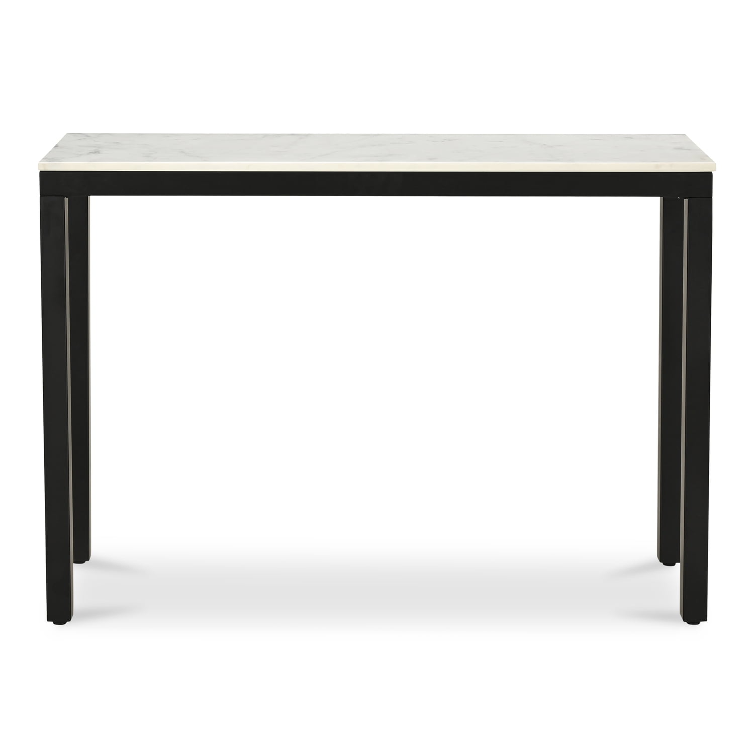Parson White Marble and Black Iron Rectangular Console Table
