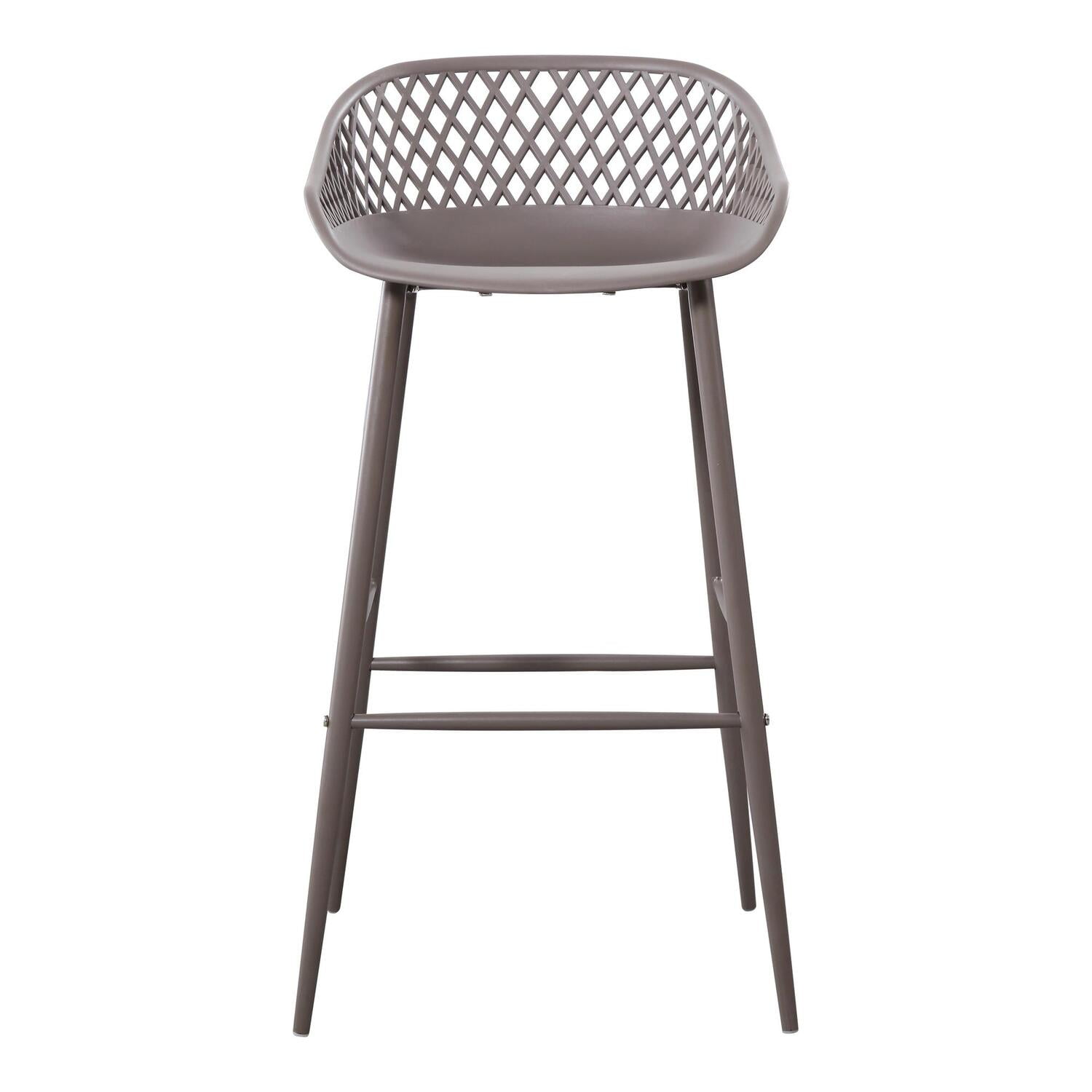 Gray Polypropylene Outdoor Bar Stool with Powder Coated Metal Legs