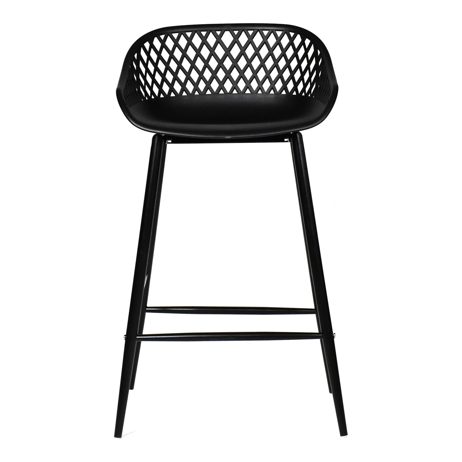 Black Polypropylene and Steel Outdoor Counter Stool with Mesh Back