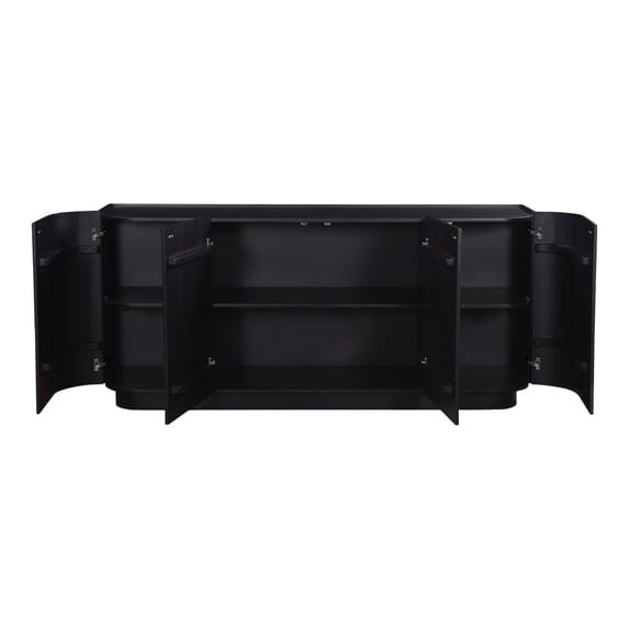Moe's Home Collection Povera 4 Door Sideboard Black Wood Sideboards & Storage