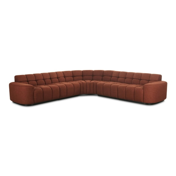 Moe's Home Collection Roman L-Shaped Sectional Rust Fabric Sectionals