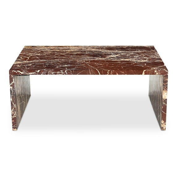 Moe's Home Collection Rosa Coffee Table Rosso Levanto Marble Stone Coffee Tables