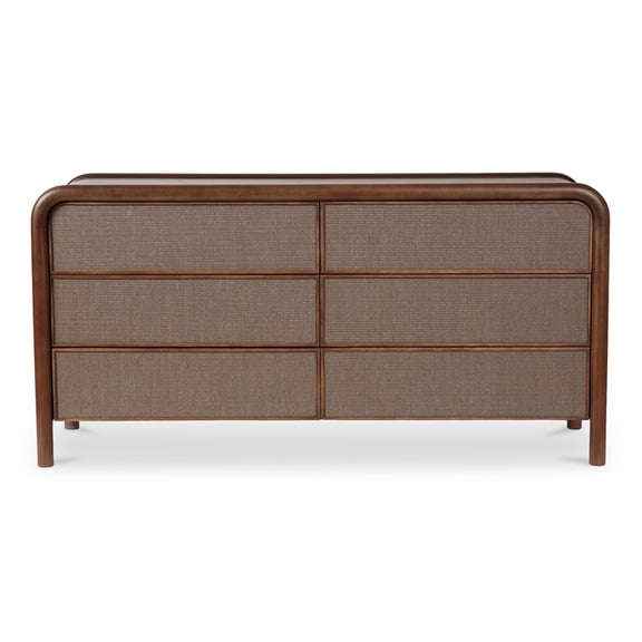 Moe's Home Collection Rye Solid Mango Wood 6-Drawer Dresser in Warm Brown