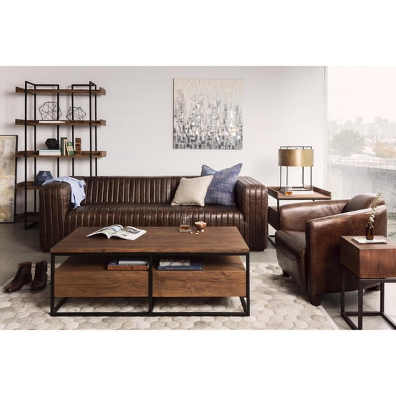 Moe's Home Collection Salzburg Club Chair Dark Brown Leather