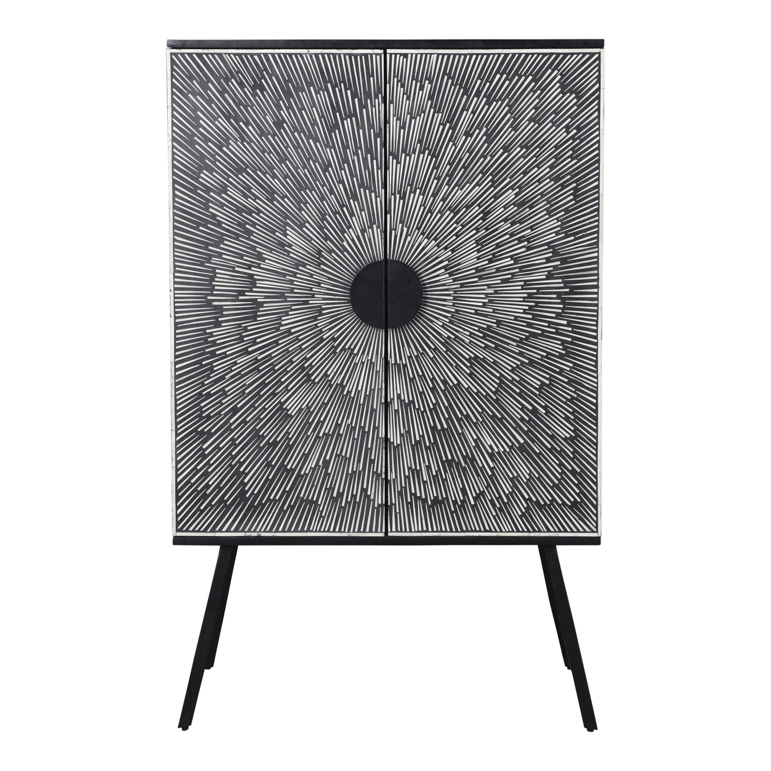 Starstruck 32'' Black and White Camel Bone Wine Cabinet