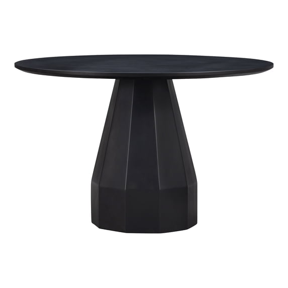 Moe's Home Collection Templo Round Solid Concrete/Steel Dining Table in Black