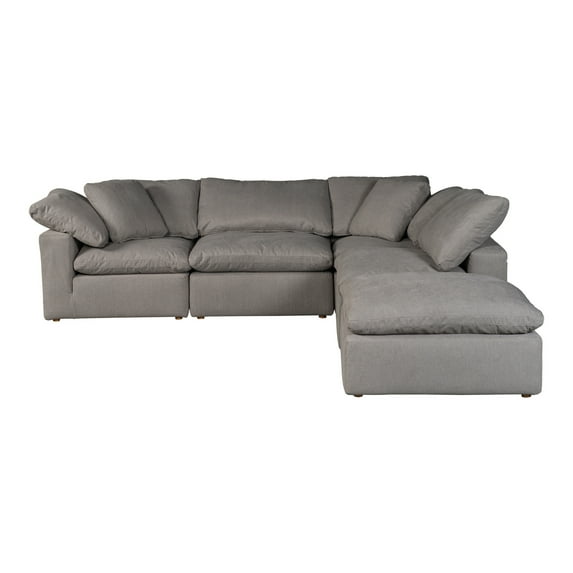 Moe's Home Collection Terra Condo Dream Modular Sectional Livesmart Fabric Light Grey