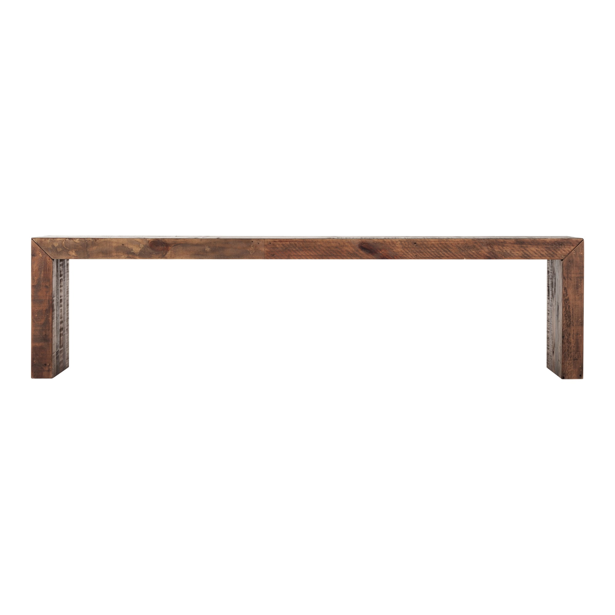 Large Light Brown Recycled Pine Wood Dining Bench