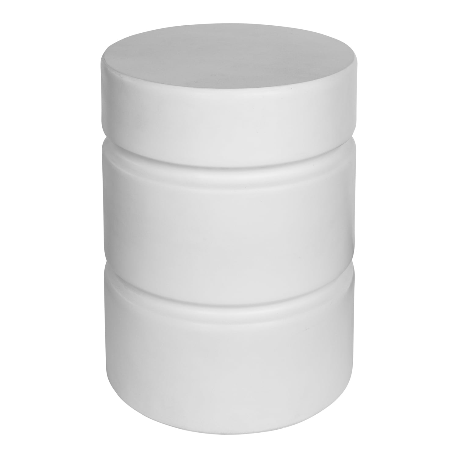 Round Whim Accent Side Table in Polished White Concrete