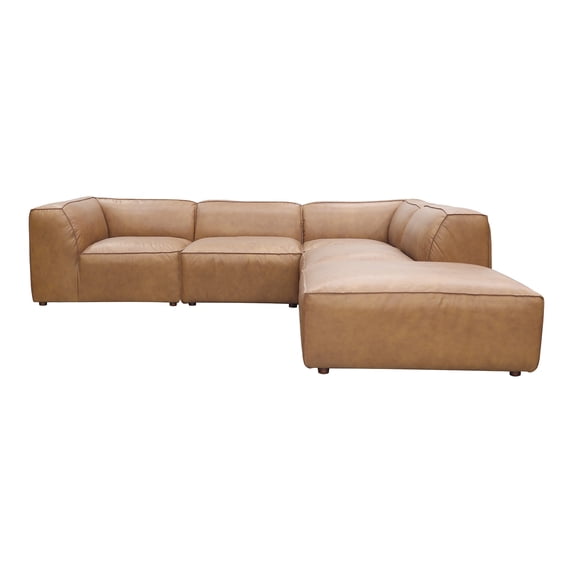 Moe's Home Form Classic L-Shaped Modular Sectional Sonoran Tan Leather