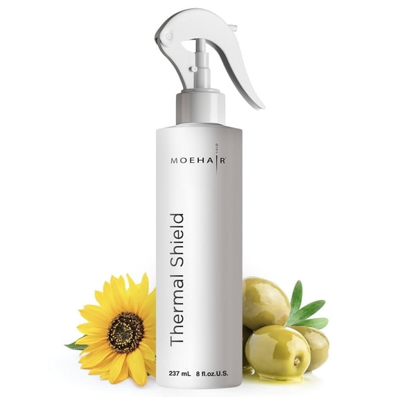 Moehair Heat Protectant Spray 8 fl oz | Thermal Shield | All Hair Types | Sulfate and Paraben-Free