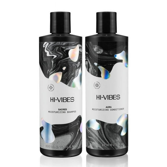 Moehair Hi-Vibes Vegan Moisturizing Shampoo and Conditioner Set | Paraben and Sulfate - Free | Infused with Argan Oil & Green Tea (16 Fl. Oz)