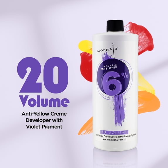 Moehair Peroxide Developer Crème 6% Hydrogen Peroxide for hair color shade, 20 Volume 32 fl oz