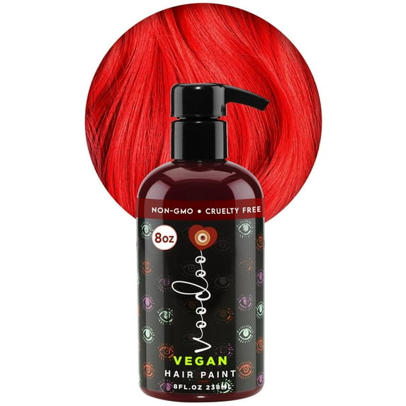 Moehair Voodoo Fire Engine Bright Red Hair Dye 8 fl oz | Vegan Semi-Permanent Color, All Hair Types