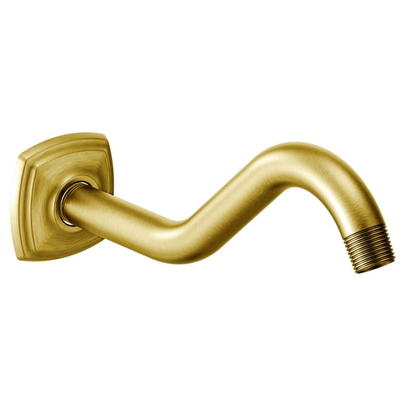 Moen Brushed Gold Curved Shower Arm with Wall Flange