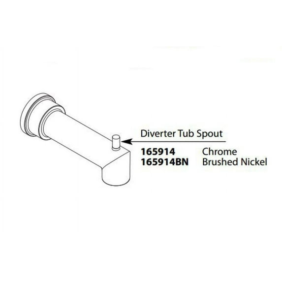 Moen 165914 7 1/8" Wall Mounted Tub Spout From The Arris Collection (With Diverter) -