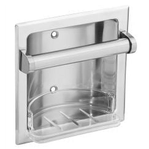 Chrome Recessed Stainless Steel Soap Holder with Grab Bar