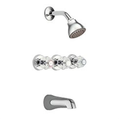 Modern Chrome Tub and Shower Faucet with Acrylic Handles