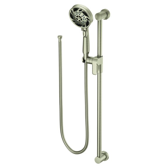 Moen Brushed Nickel 5-Function Massaging Handshower with Toggle Pause, Includes 30-Inch Slide Bar and 69-Inch Hose