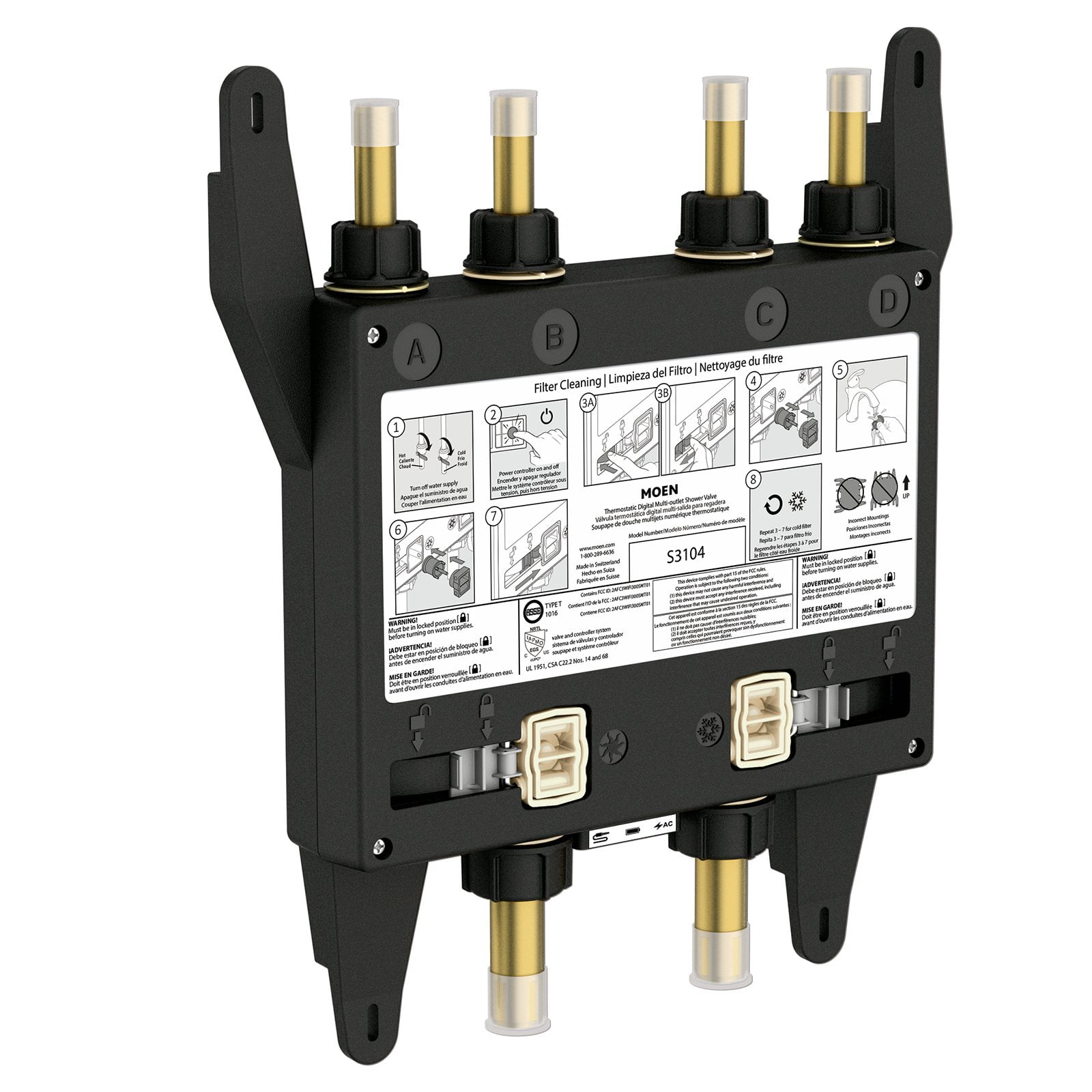 Moen Black 4-Outlet Digital Thermostatic Shower Valve
