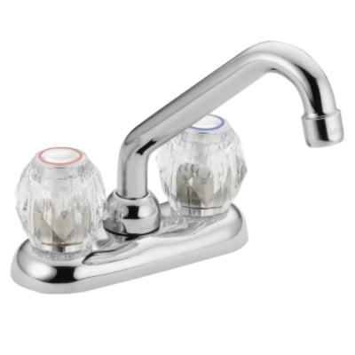 Chrome Traditional Laundry Faucet with Acrylic Knob Handles