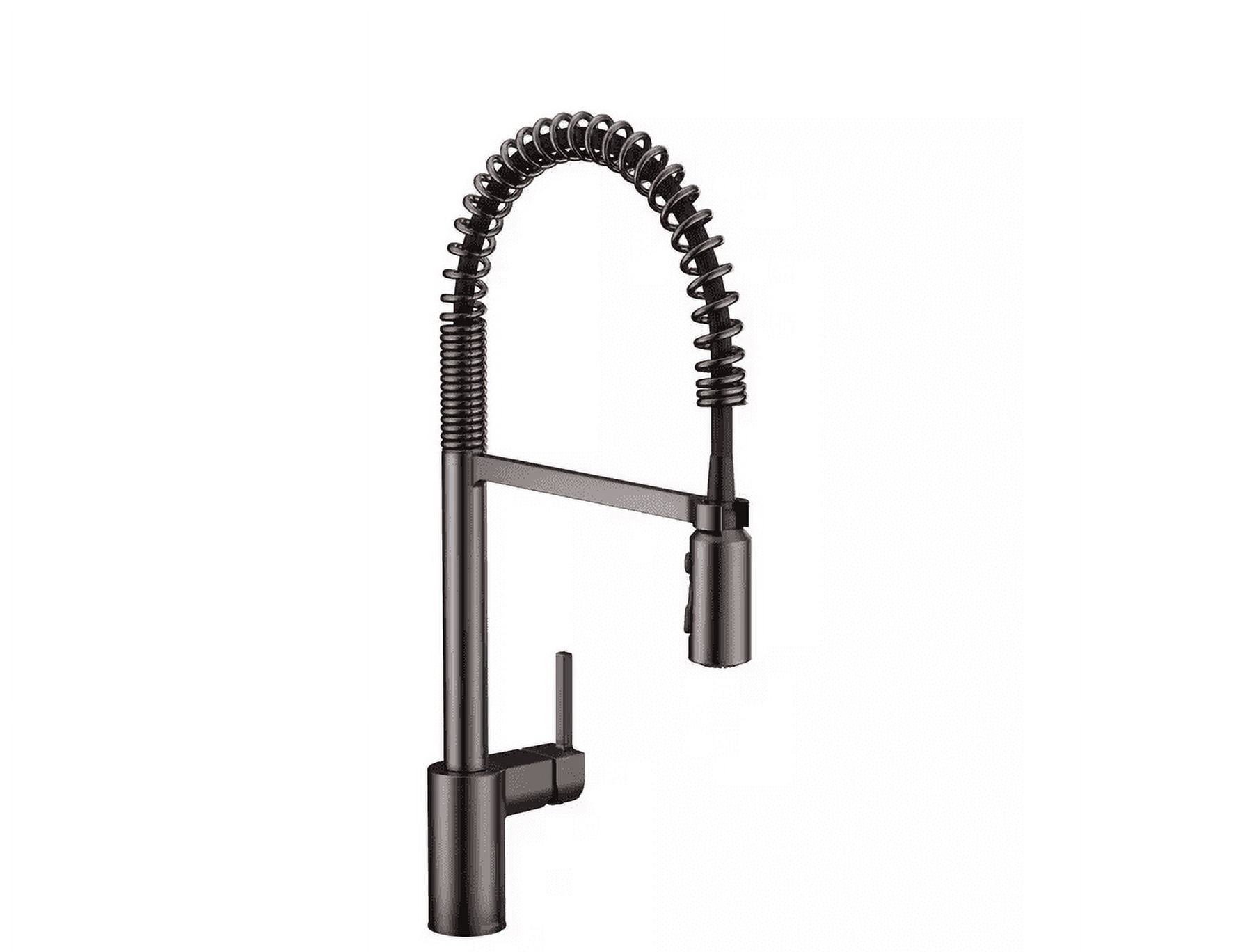 Black Stainless Steel Single Handle Spring Kitchen Faucet with Pull-Down Spray