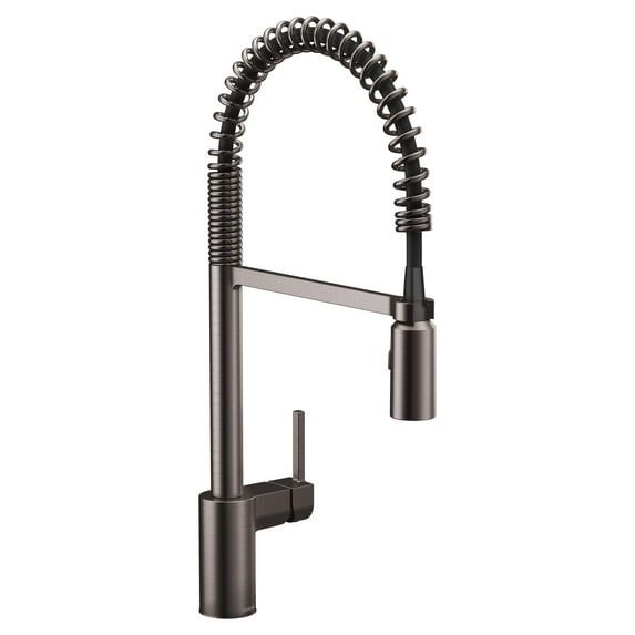 MOEN 5923BLS Align Single-Handle Pre-Rinse Spring Pull Down Sprayer Kitchen Faucet with Power Clean in Stainless Black