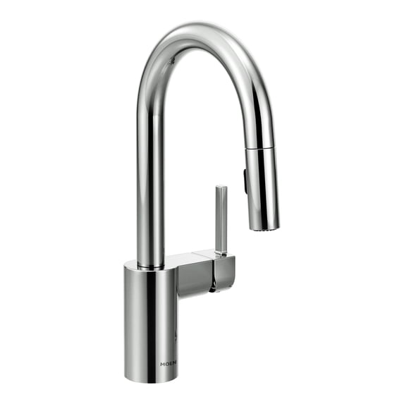 Moen Align Chrome One-Handle Pulldown Bar Faucet with Power Clean featuring Reflex Docking Spray Head, 1-3 Hole Bar Sink Faucet with Retractable Sprayer