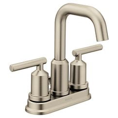 Brushed Nickel Modern Centerset Bathroom Faucet with Drain Assembly