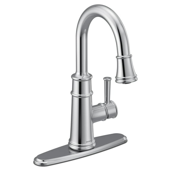 Moen 6260 Belfield One-Handle Pulldown Bar Faucet with Power Clean Featuring Reflex, Chrome