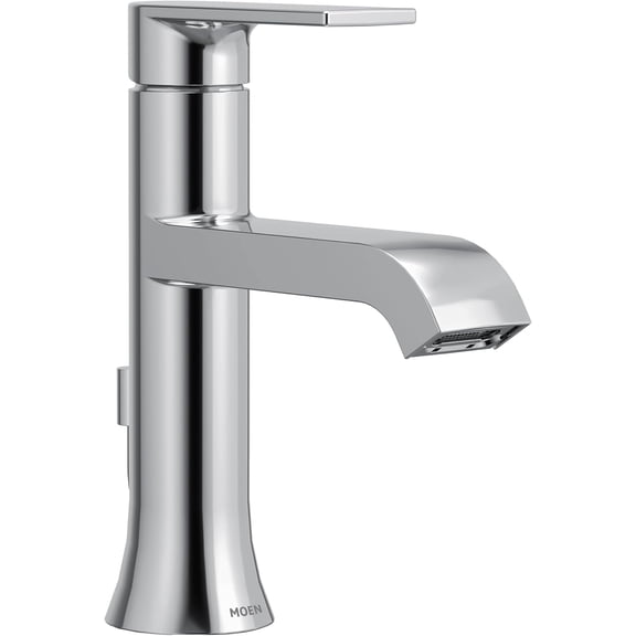 Moen 6706 Genta LX Chrome One-Handle Modern Bathroom Sink Faucet with Optional Deckplate for Bath Countertop and Three-Hole or One-Hole Sink