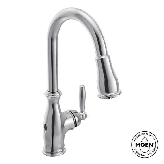 MOEN 7185EWC Brantford Chrome 15.5 in. H Pull Down Sprayer Kitchen Faucet with 360 Degree Spout Swivel and MotionSense Wave