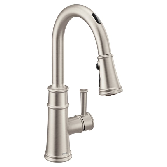 Moen 7260EVSRS Belfield Single-Handle Smart Touchless Pull Down Sprayer Kitchen Faucet with Voice Control and Power Boost in Spot Resist Stainless